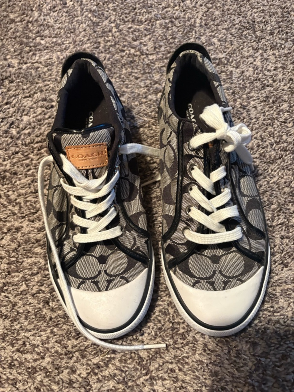 Coach Black and Gray Signature Canvas Low-Top Sneakers
